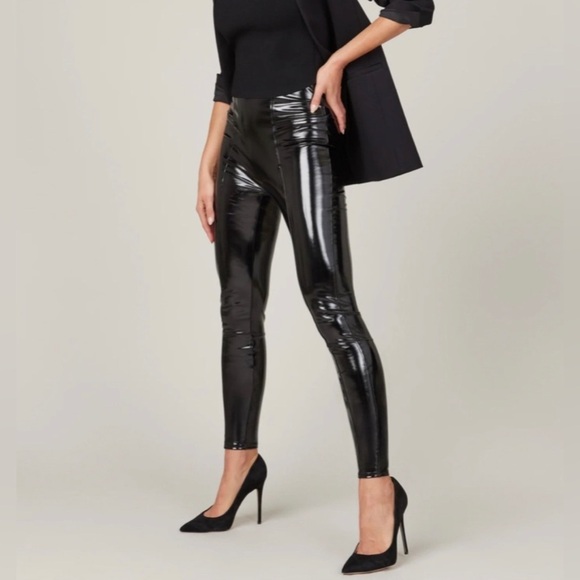 SPANX Pants - NWT - Spanx Faux Patent Leather Leggings - Vinyl - Size Med. Tall